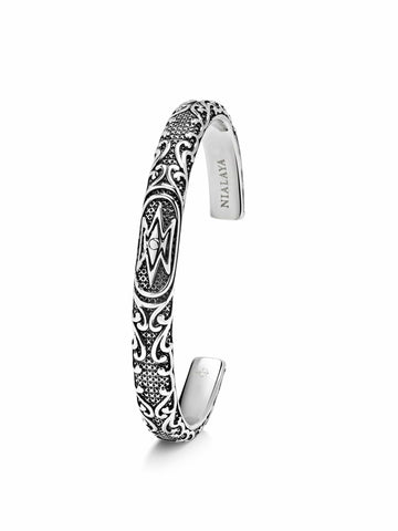 Nialaya Men's Bangle Vintage Cuff Bracelet in Silver Vintage Cuff Bracelet in Silver